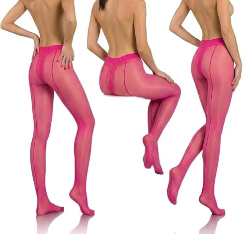 sesto senso 1 och 3-pack sömstrumpbyxor dammönster 20 transparent mönstrade, 3 par – rosa med söm, L