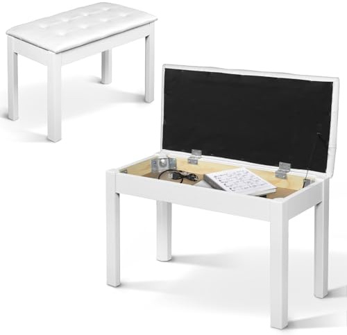 SUNDOY Panca per pianoforte in legno massello da 72 cm – Sgabello per pianoforte con cuscino morbido – Design moderno e minimalista, resistente alla corrosione e stabile – per pianoforte elettrico e