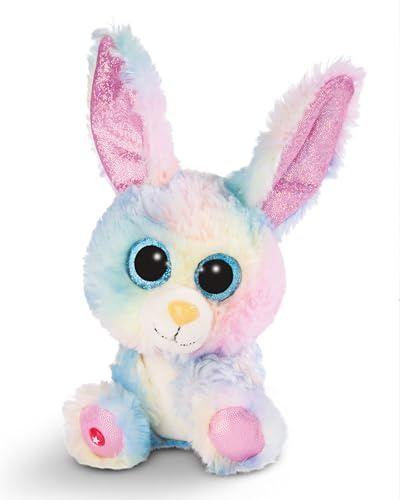 NICI GLUBSCHIS 62594 Gosedjur i form av haren Rainbow Candy, på 15 cm, sött mjukisdjur att gosa och leka med, bra presentidé för barn och vuxna, flerfärgad