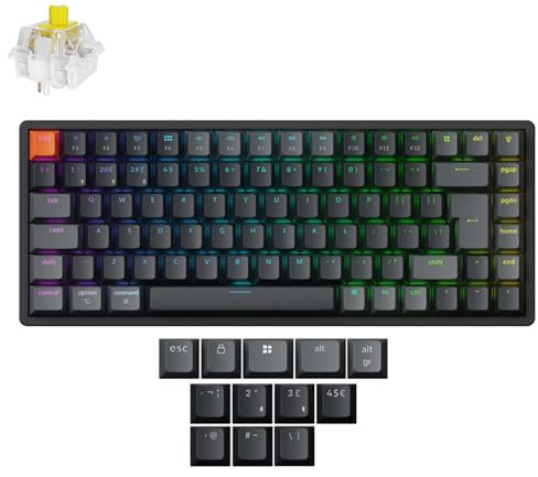 Keychron K2 QMK Custom Mechanical Keyboard Version 3, Programmable Wireless Wired RGB Keyboard with Super Banana Switch, Aluminum Frames for Mac/Windows/Linux, UK ISO Layout