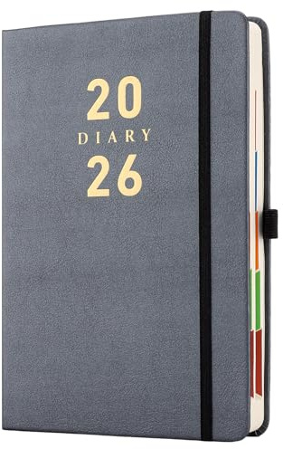 Mljtoyo Terminplaner 2026, A5, Tagesplaner, 2026 Seite pro Tag, farbige Seitenregister, Hardcover, ganzseitiges Tagebuch, schwarz