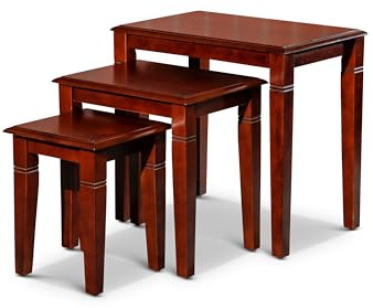 HKYUJIA Versatile Cherry Wood Nesting Tables - Set of Three