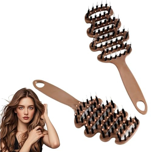 Cithway Volumen+ Bürste mit Borsten, Haarbürste Wildschweinborsten, Barber Bürste, WildschweinborstenBürste, Haarbürste Toupierbürste für Volumen und Glanz, Stylingbürste für Frauen und Männer (2PC)