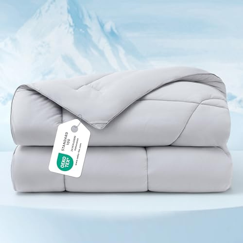 Bedsure Coverless Duvet King Size - Cooling Blanket, Grey, 225x220cm | Lightweight Duvet for Hot Sleepers, Summer Cooling Quilt with Dual-Sided Cool Tech, Soft Breathable Comfort for Sleeping