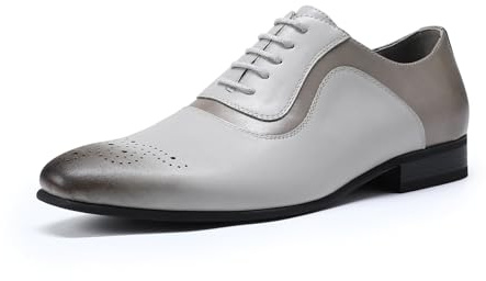 YUFFSHI Zapatos Vestidos Hombre Oxfords Negocios Ciudad Brogues Puntera Redonda Ligero Cómodo Boda Cena, Gris, 43 EU Étroit
