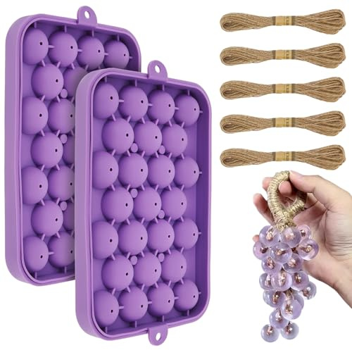2-teiliges Silikon Seifenformen Set Trauben DIY Lila Gießform(ohne Seife) | Flexibles Handgemachte Seifenherstellung Kit mit 50 m Hanfseil für Geschenk Hobby Handarbeit Seife Basteln Motivformen