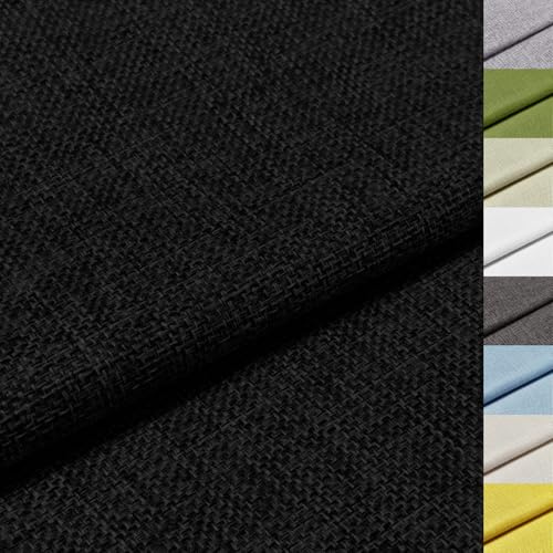 Hengrongshen Leinenstoff Schwarz 250 cm x 148 cm, Polsterstoff Möbelstoff Meterware, 350g/㎡, Abriebfester Strukturstoff, ideal zum Beziehen von Möbeln, Vorhangstoff, Sofa und Stühlen