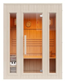 Vente-unique - Sauna finlandais avec poêle - 2/3 Places - L150 x P120 x H190 cm - ULVILA