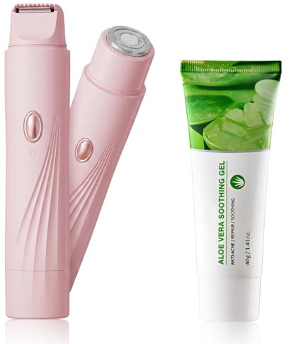 1 pièce Rasoir Électrique Femme, 3 en 1 Tondeuse Visage et Zones Intimes, Pour Jambes, Bras, Aisselles et Maillot, Avec gel hydratant à l'aloe vera, Câble Inclus, Adapté aux peaux sensibles, Rose