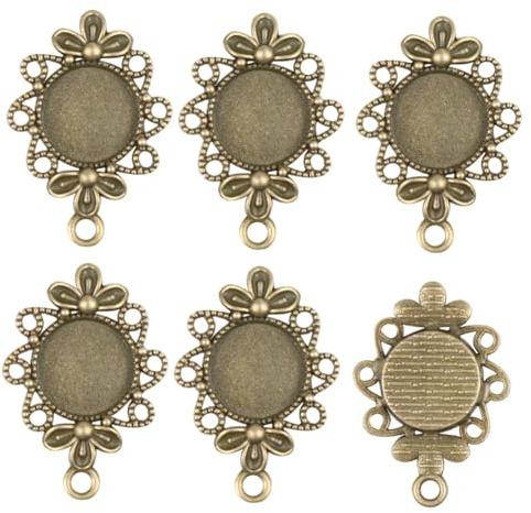 YOSADIER Ciondoli Ovali a Forma di Fiore Facili da Infilare in Lega di Zinco 10 Pezzi da 12mm, Fascette Bronzo Antico per Collane Fai da Te per Bracciali e Personalizzazioni