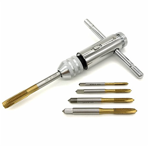 Porte-taraud réglable en acier rapide avec poignée réversible en T, 3-8 mm, M3-M8, avec tarauds manuels