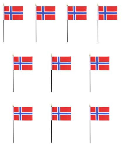 Sonia Originelli 10er Set Tischfahnen Handflaggen Mini Fähnchen Fussball Fan Anfeuern Farbe Norwegen