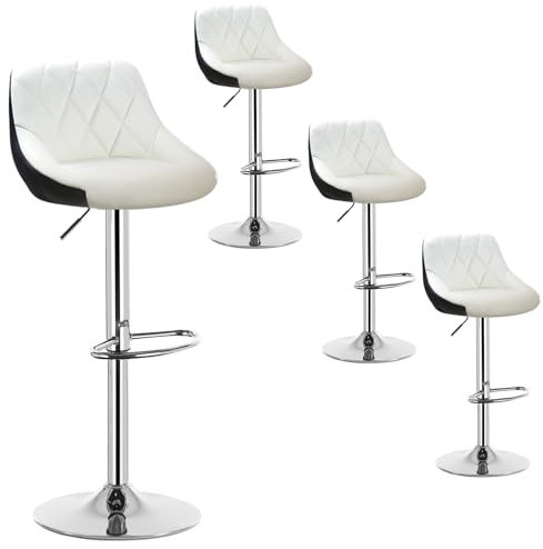 WOLTU Barhocker 4er Set, Barstuhl Höhenverstellbar, PU-Bezug, Schwarz