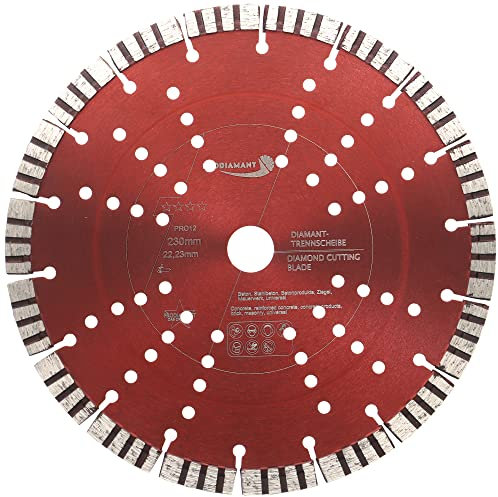 PRODIAMANT Disco da taglio diamantato Premium, cemento 230 mm x 22,23 mm, disco da taglio diamantato 230 mm, altezza segmento 15 mm