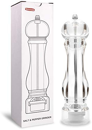 Kaiciuss Salt Pepper Grinder Mill Arcylic,the Best Peppercorn Grinder with Adjustable Mill-Clear