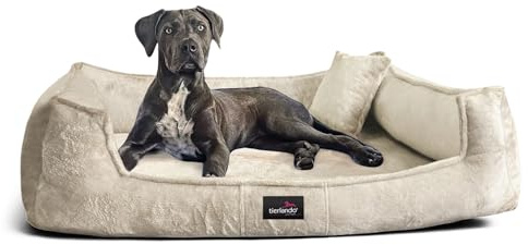 tierlando® Orthopädisches Hundebett Franklin hochwertiges Hundesofa aus kuscheligem Teddy-Stoff Größe: 160x110cm | Farbe: 05 Creme