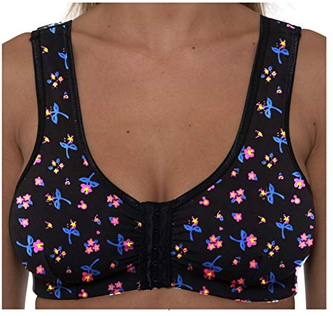 GEMM Front Fastening Bra Non Wired Soft Cotton Lycra Comfort Post Surgery Easy Open