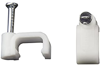 REXUS Square Cable Clips, 8mm White, 50pcs/Pack, Steel Nail, Cable Management Wall Holder, Fit For Ethernet/Coaxial/Telephone Wire
