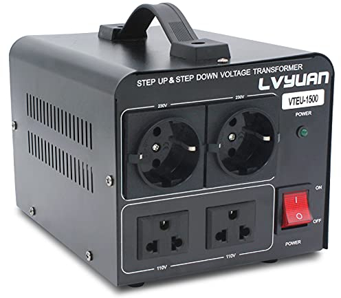 Yinleader Trasformatore di tensione da 1500 VA, Adattatore Convertitore di tensione da 230 V a 110 V/110 V a 230 V, Trasformatore LED