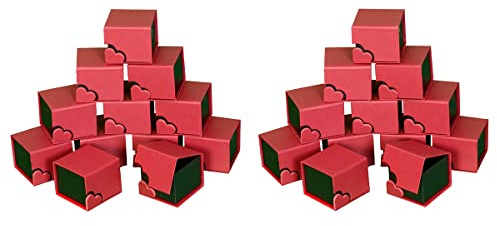 ZIRKONIA Schmuckgeschenkbox- Verschiedene Größen - Organizer Geschenkbox für Ohrringe, Armband, Halskette, Farben Rot und Schwarz mit Glitzer (Ohrringe/Ring, 24 Boxen)