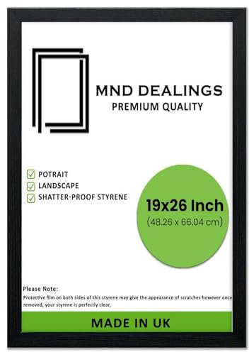 MND Dealings ® Modern 48x66cm Poster Photo Frames Wall Hanging or Tables Table Top with Backboard & Styrene Perfect for Your Wall Gallery or Living Room (19x26 inch,Black)