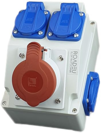 RoadEu Prise murale combinée - Prise murale CEE 16A - 3x 230V - Distributeur de courant IP44 - Intérieur et extérieur Distributeur de courant de chantier 16A