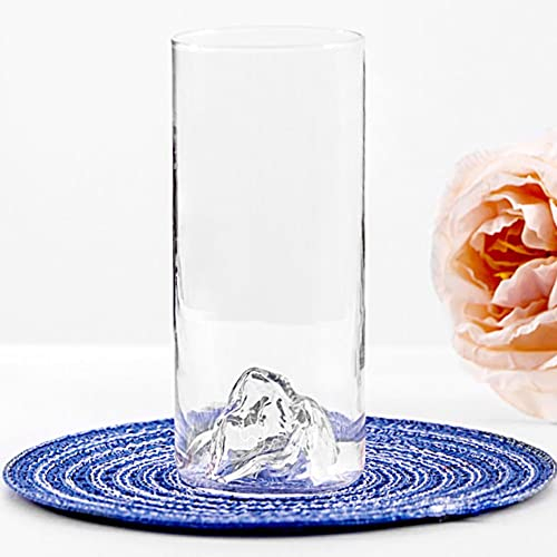 HALAWAKA Lot de 2 verres à vin en cristal transparent avec intérieur montagne, verres à boire pour eau, jus, bière, vin, whisky et cocktails