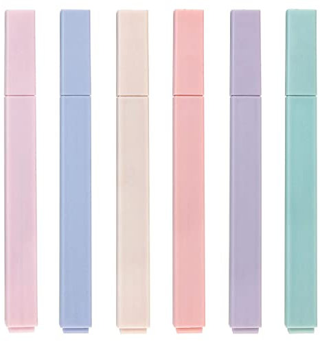 Aen Art Highlighters, Mild Assorted Colours Highlighters Pens, Aesthetic Cute Pastel Highlighter With Chisel Tip, No Bleed Dry Fast Easy to Hold, for Bible, Notes, School Supplies, 6 Pack