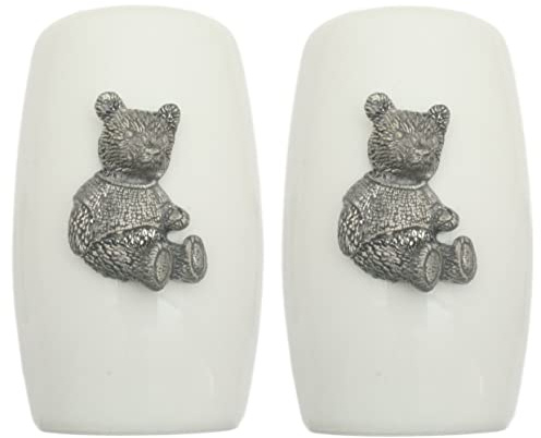 Teddy Bear China Salt and Pepper Shakers Cruet Set Modern White CSP 364