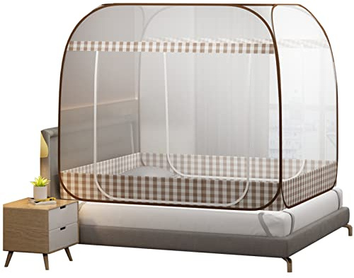 Luxus Popup Moskitonetz Bett Zelt,Tragbares Reise-moskitonetz,Faltbares Engmaschiges Mückennetz,2 Einträge,einfache Installation,Tragetasche,für Reise und Zuhause (W120*L200*H150cm)