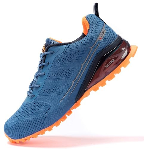Kricely Traillaufschuhe Herren Leicht Atmungsaktiv Wanderstiefel rutschfest Laufschuhe Outdoor Fitness Straßenlaufschuhe（Blau 43.5）