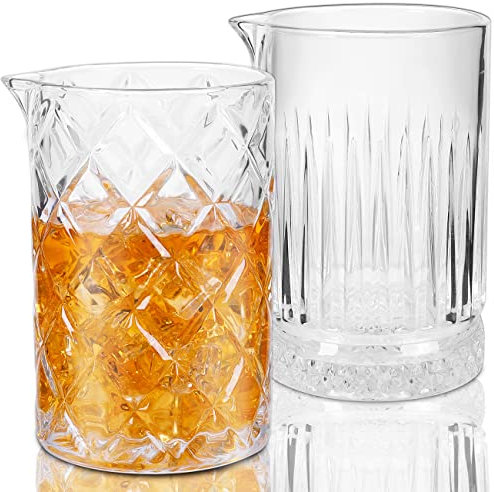 Gusnilo Cocktail-Rührglas, 680 ml, Cocktail-Shaker, Glas für Whiskey, Cocktail, Mischglas, altmodisch, Kristall-Bar-Mischglas, Set, 710 ml, Cocktail-Rührgläser, 2 Stück