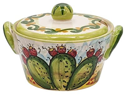 sicilia bedda - FORMAGGIERA IN CERAMICA DI CALTAGIRONE - Prodotto realizzato e dipinto a Mano (Ficodindia)