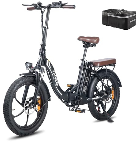 Fafrees F20 Pro Elcykel 20 * 3.0 tums, Vikbara E-Cykel 250W, Elektrisk stadscykel 36V 18Ah Batteri, Hopfällbar e-cykel räckvidd 70-150 km (Svart)