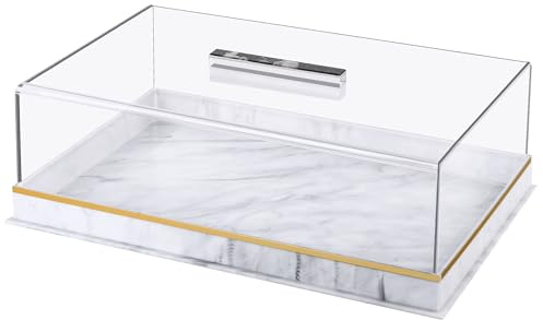 Acrylic Rectangular Cake Tray, 15x9x4.7Cake Stand Plate with Clear Cover Lid, Multifunctional Pastry Serving Tray, Dessert Holder Tray, Rectangle Cake Platter with Lid for Party, Home, Kitchen