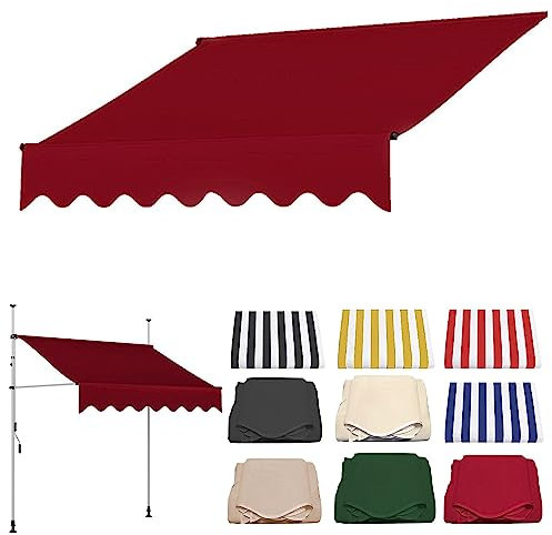 WOLWES 2/2.5/3/3.5/4 M Breit Markisenstoff 280g/m² Wasserdicht Zeltstoff für Garten, Terrasse, Balkon, Überdachung, Sonnenschutz Stoff (Color : Red, Size : 3m)