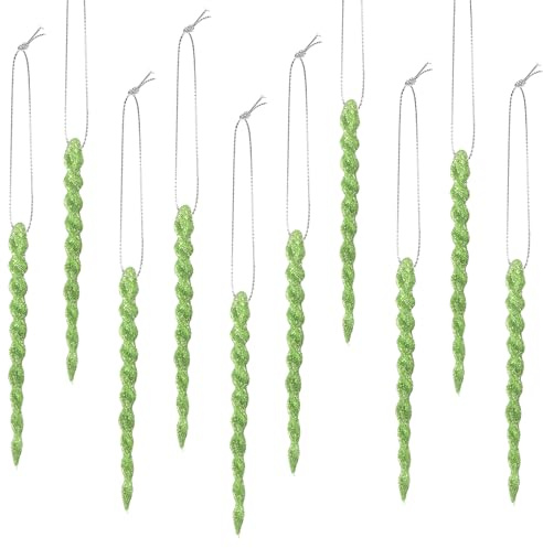 30 Pieces Plastic Icicle Twisted Plastic Icicle Christmas Ornaments Icicle Decoration Christmas Tree and Holiday Xmas Party Wedding Hanging (Light Green,5.12 Inch)