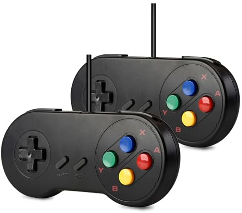 KIWITATA 2 Pack SNES USB Controller for PC Gamings, Retro SNES Wired USB Remote Joypad Game Controller for Windows 7/8/10/11 Mac Raspberry Pi