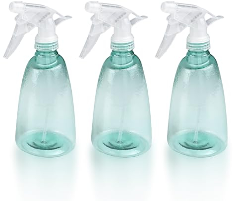 Gvolatee 3 Stk Zerstäuber Sprühflasche 500 ml, Nachfüllbar Sprühflaschen Leer, Transparent Spray Bottle, Kunststoff Sprüher Pflanzen, Professional Wassersprühflasche für Blumen, Haare, Reinigung