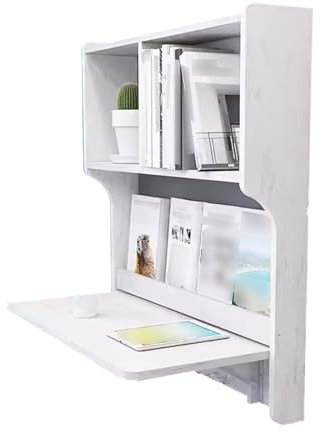 Klapptisch wandmontage mit Lagerung, Stabile Tragfähigkeit, abgerundete Ecken, Verdickter Desktop, wandtisch, für Wohnzimmer Küche Schlafraum (Color : White, Size : B)