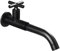 NIUKOMY Kaltwasserhahn Wandmontage Schwarz, Kalter Waschtischarmatur G1/2, Wandmontierte Wasserhähne Garten, 360°Drehbar Wandarmatur Messing für Badezimmer Küche Garten, Moppbecken, 23CM