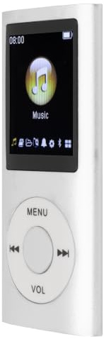 Portable MP3 Player, Slim Lossless Music Playback with 1.8 Inch LCD and 64GB Expandable Storage for Sports Study Silver Aluminum Alloy