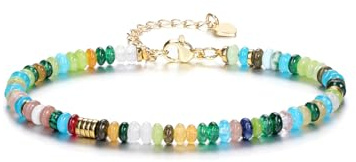 CrystalTears Crystal Bracelet for Women Colorful Boho Gemstone Beaded Bracelet Natural Healing Crystal Stone Bead Bracelets Women’s Summer Beach Jewellery Gifts for Christmas Birthday