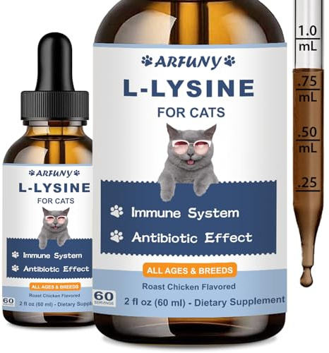 SANTKOL L-Lysin für Katzen, Für Immunsystem, Abwehrkräfte & Atemwege, 60ML | L-Lysin katze, mit natürlichen Inhaltsstoffen und Vitaminen, Natürlich Antibiotika Katze, Geröster Hühnchengeschmack
