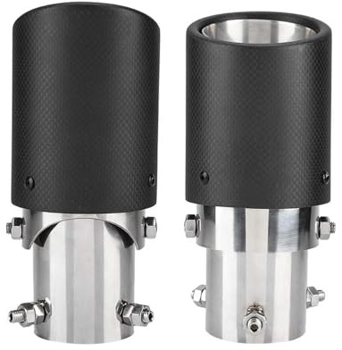 MZEER Tubo De Escape De Coche De Fibra De Carbono De Acero Inoxidable Borde Recto Salida Única Silenciador Punta Final Tubo De Escape De 63-89mm