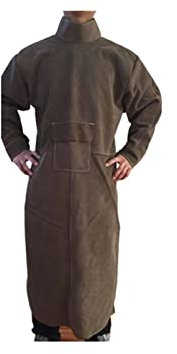 Lederschweißer Schweißschweißkleidung Flammschutzschweißer Gesamtsiam -Schweißbedeckung Schweißschürze Flüssigkeit Metallschutzanzug(Brown stand collar,Small)