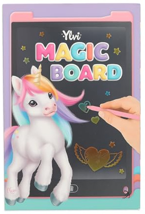 Depesche 13183 Ylvi Magic Board - Pizarra de Escritura y Pintura Rosa con bolígrafo Fijo, Pizarra electrónica, Incluye Pilas