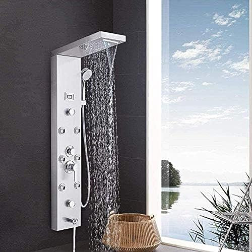 TATITZRO Duschsystem 5 Funktionen Duschpaneel Duschset Duschsäulen aus Edelstahl mit Handbrause Wasserfall Regendumshad und Wanneneinlauf mit
