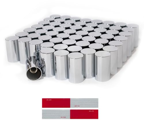60Pcs 33mm Lug Nut Covers Chrome, Semi Trucks Lug Nut Covers ABS Plastic Anti-Rust Screw-on Easy to Install, Nut Caps for Semi Trucks Trailer