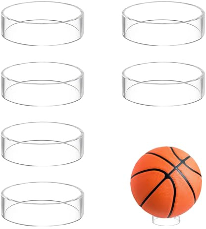 NUWIQ Supporto per Sfere Supporto, 6 Pezzi Espositori in Acrilico Trasparente Contenitore, per Esporre Pallacanestro, Calcio e Pallavolo